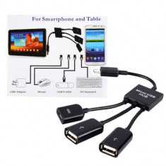 Micro USB OTG Charger HUB usb 3 porturi 4 in 1 Smartphone Tableta foto