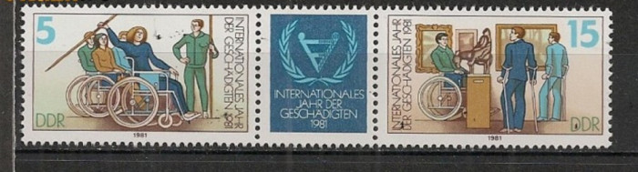 GERMANIA (DDR) 1981&ndash;ANUL INTERNATIONAL PERSOANE CU HANDICAP, straif MNH, A1