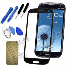 Sticla Display Fata Samsung Galaxy S3 MINI i8190 NEGRU + scule si folie ecran foto