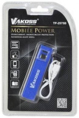 VAKOSS Power Bank 2500mAh, Li-Ion, aluminiu TP-2575B albastru foto