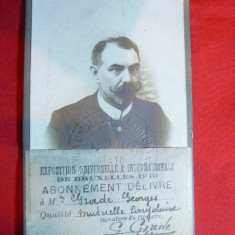 Fotografie - Abonament 10 fr -Legitimatie - Expozitia Universala Bruxelles 1910