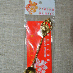 Lingurita decorativa ornamentala suvenir din Rusia, 14cm, aurie,