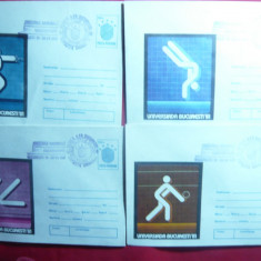 Set 8 Plicuri ilustrate cu stampile Jocurile Mondiale Universitare 1981