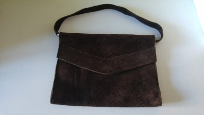 M- Poseta piele intoasa maro, tip hobo/ rustic/ hippie, vintage, foto