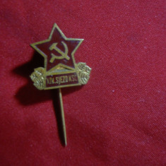 Insigna al 14-lea Congres al Partidului Comunist Cehoslovac , h= 1,7 cm