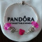 Bratara PANDORA cu 5 charmuri placata cu argint 925 - model INIMA ROZ PINK LOVE