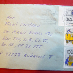 Plic circulat cu timbre din RFG si Berlin cu stampila reclama