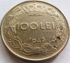 Moneda istorica 100 Lei - ROMANIA / REGAT, anul 1943 *cod 3808 foto