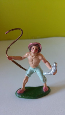 Lot 2 figurine: baiat (cioban, taran)+ pescar, made in Italy, 9.5-10 cm foto