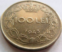 Moneda istorica 100 Lei - ROMANIA / REGAT, anul 1943 *cod 3806 foto