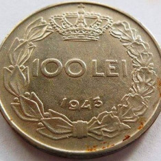 Moneda ISTORICA 100 Lei - ROMANIA / REGAT, anul 1943 *cod 3803