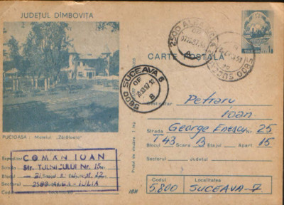 Intreg postal CP 1987,circulat - Pucioasa - Motelul &amp;quot;Zarafoaia&amp;quot; , jud.D&amp;icirc;mbovita foto
