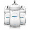 Set 3 biberoane cu tetine din silicon PHILIPS AVENT Natural 260ml 1 luna + SCF693/37