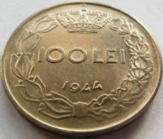 Moneda ISTORICA 100 Lei - ROMANIA / REGAT, anul 1944 *cod 3785 foto