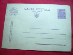 Carte Postala Militara cu 3 lei violet Mihai , marca fixa foto