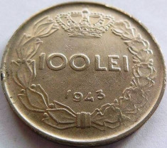 Moneda ISTORICA 100 Lei - ROMANIA / REGAT, anul 1943 *cod 3802 foto