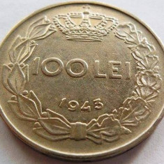Moneda ISTORICA 100 Lei - ROMANIA / REGAT, anul 1943 *cod 3799