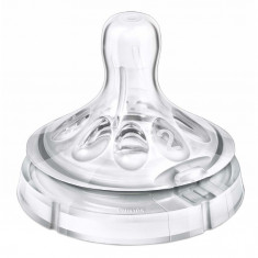 Set tetine din silicon cu flux lent Philips AVENT Natural 1 luna + cu 2 orificii SCF652/27 foto