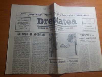 ziarul dreptatea 12 ianuarie 1991-articolul &amp;quot; timisoara orasul incandescent &amp;quot; foto