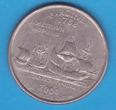 (M1379) MONEDA SUA - QUARTER DOLLAR 2000, LIT. P - VIRGINIA foto