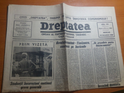 ziarul dreptatea 19 decembrie 1990-art.revolutia romana la timisoara,iuliu maniu foto