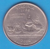 (M1353) MONEDA SUA - QUARTER DOLLAR 2000, LIT. P - VIRGINIA, America de Nord