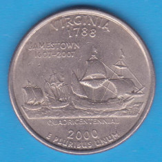 (M1353) MONEDA SUA - QUARTER DOLLAR 2000, LIT. P - VIRGINIA