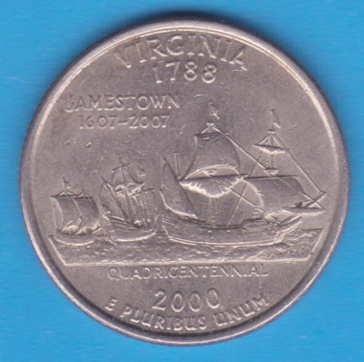 (M1353) MONEDA SUA - QUARTER DOLLAR 2000, LIT. P - VIRGINIA foto