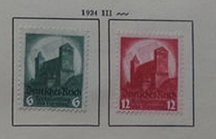 GERMANIA (REICH) 1934 &ndash; ORASUL NURNBERG, serie nestampilata FARA GUMA, B27