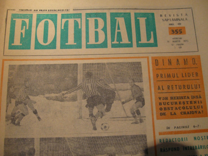 Revista FOTBAL (nr.355, 14 martie 1973), Leeds=Rapid 5-0, cronica si foto
