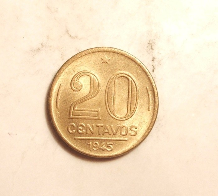 BRAZILIA 20 CENTAVOS 1945 UNC