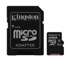 Kingston 128GB microSDXC - Clasa 10, UHS-I, 45MB/s Citire, Card + Adaptor SD foto