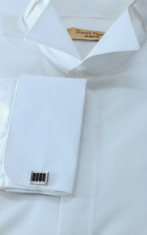 Camasa eleganta barbati butoni- tip zara - alba guler papion - slim fit -casual foto