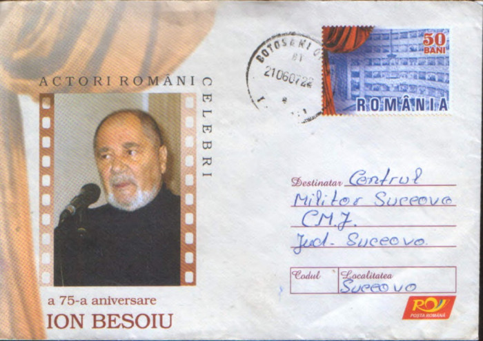Intreg postal 2006,circulat- A 75-aniversare a actorului Ion Besoiu -2/scan