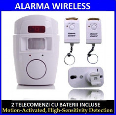 Alarma de casa Wireless cu senzor de miscare si 2 telecomenzi foto