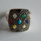 Inel din argint multicolor cu marcasite -1080