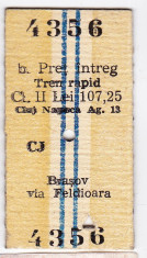 1.Bilet tren rapid CFR Cluj Napoca Brasov pret intreg 28 IUN 1985 foto