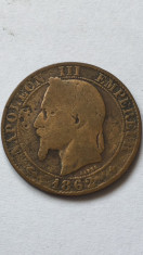 FRANTA 5 CENTIMES 1862 BB ( KM# 797.2) NAPOLEON III foto