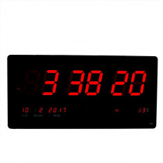 Ceas mare de perete Slim LED cu calendar, alarma si termometru foto