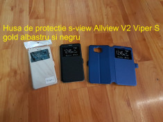 Husa de protectie s-view Allview V2 Viper S gold albastru si negru foto