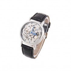 Ceas Goer Skeleton Luxury Silver Ceas Barbatesc Ceas Skeleton foto