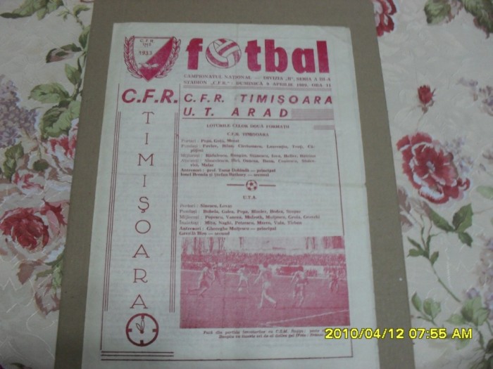 program CFR Timisoara - UTA