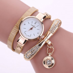 Ceas de dama Rhinestone Cristal GOLD quartz SUPER PRET! foto