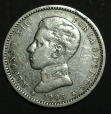 Spania 1 pesetas 1903 Argint foto
