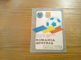 ROMANIA - AUSTRIA * Preliminariile Campionatului European de Fotbal - 1986, 16p.