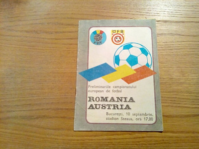 ROMANIA - AUSTRIA * Preliminariile Campionatului European de Fotbal - 1986, 16p. foto
