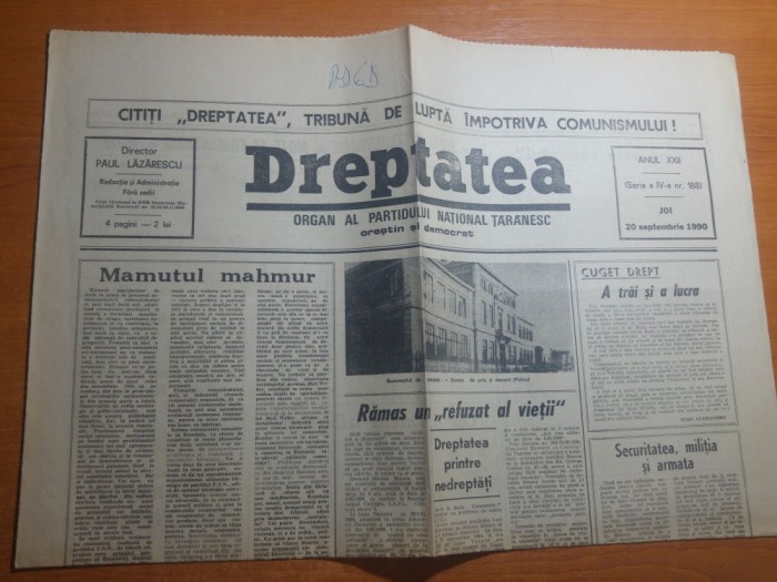 ziarul dreptatea 20 septembrie 1990-articolul " politica prin diversiune " foto mare ziarul dreptatea 20 septembrie 1990-articolul " politica prin diversiune " foto mare