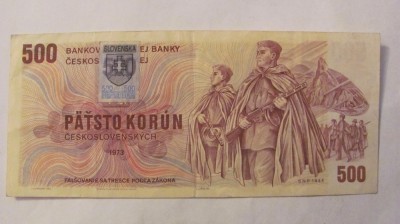 CY - 500 korun coroane 1993 (1973) Slovacia / cu timbru / RARA foto