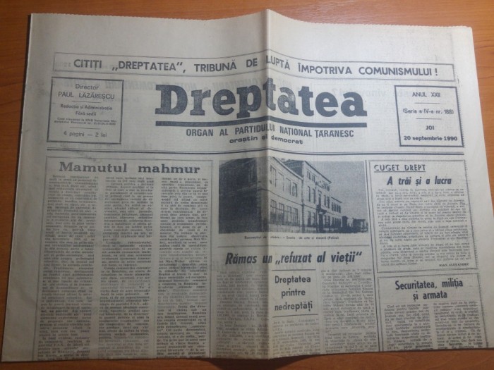 ziarul dreptatea 20 septembrie 1990-articolul " politica prin diversiune " foto mare ziarul dreptatea 20 septembrie 1990-articolul " politica prin diversiune " foto mare