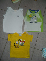 Set trei produse copii. 2 maieuri si un tricou Pluto, 56-62 cm, 0-6 luni foto